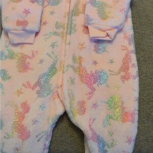 The Children's Place Sparkly Unicorn Pink Footie
